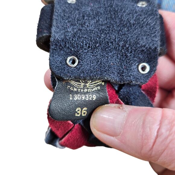 2 1970s Braided Belts: Keegin Denim and Leather, Canterbury  Braided Suede Sz 36 - Picture 7 of 8